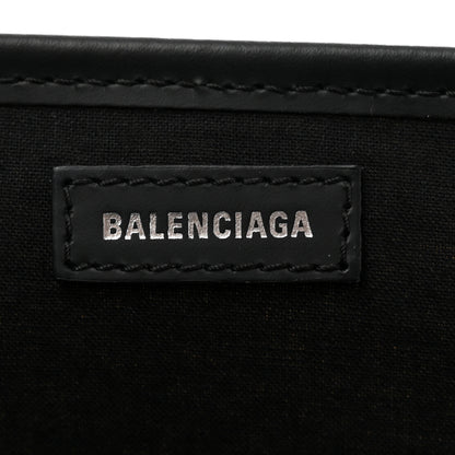 Balenciaga Cotton Canvas Satin Calfskin S Navy Cabas Natural Black 7 of 16