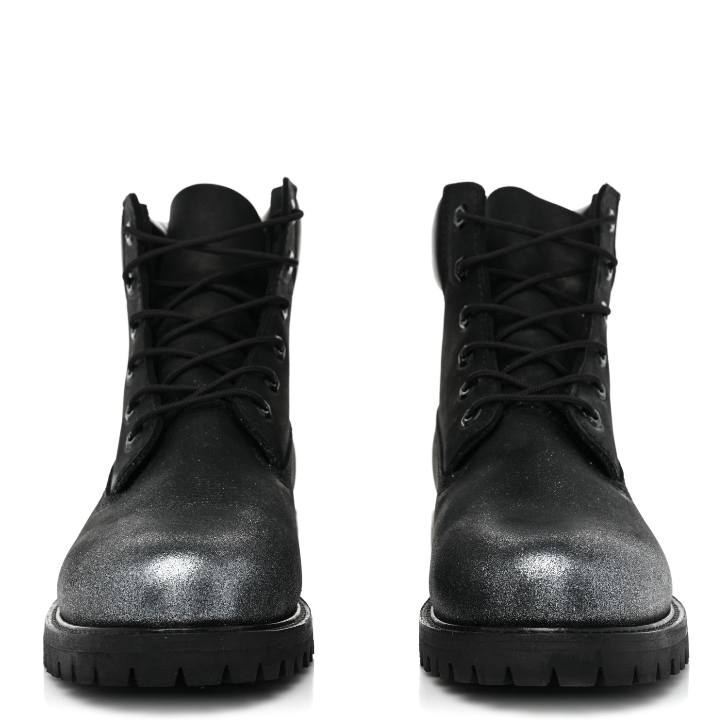 Jimmy Choo X TIMBERLAND Nubuck Glitter Ankle Boots 10 Black Gunmetal 2 of 12