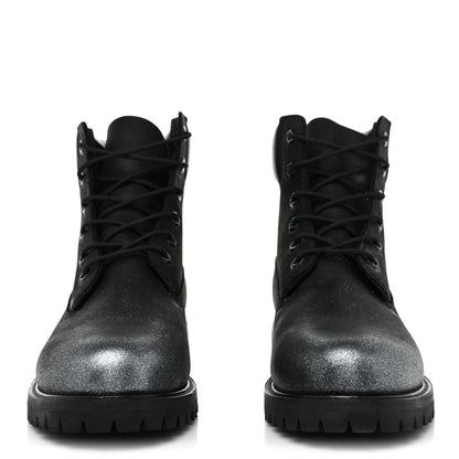 Jimmy Choo X TIMBERLAND Nubuck Glitter Ankle Boots 10 Black Gunmetal 2 of 12
