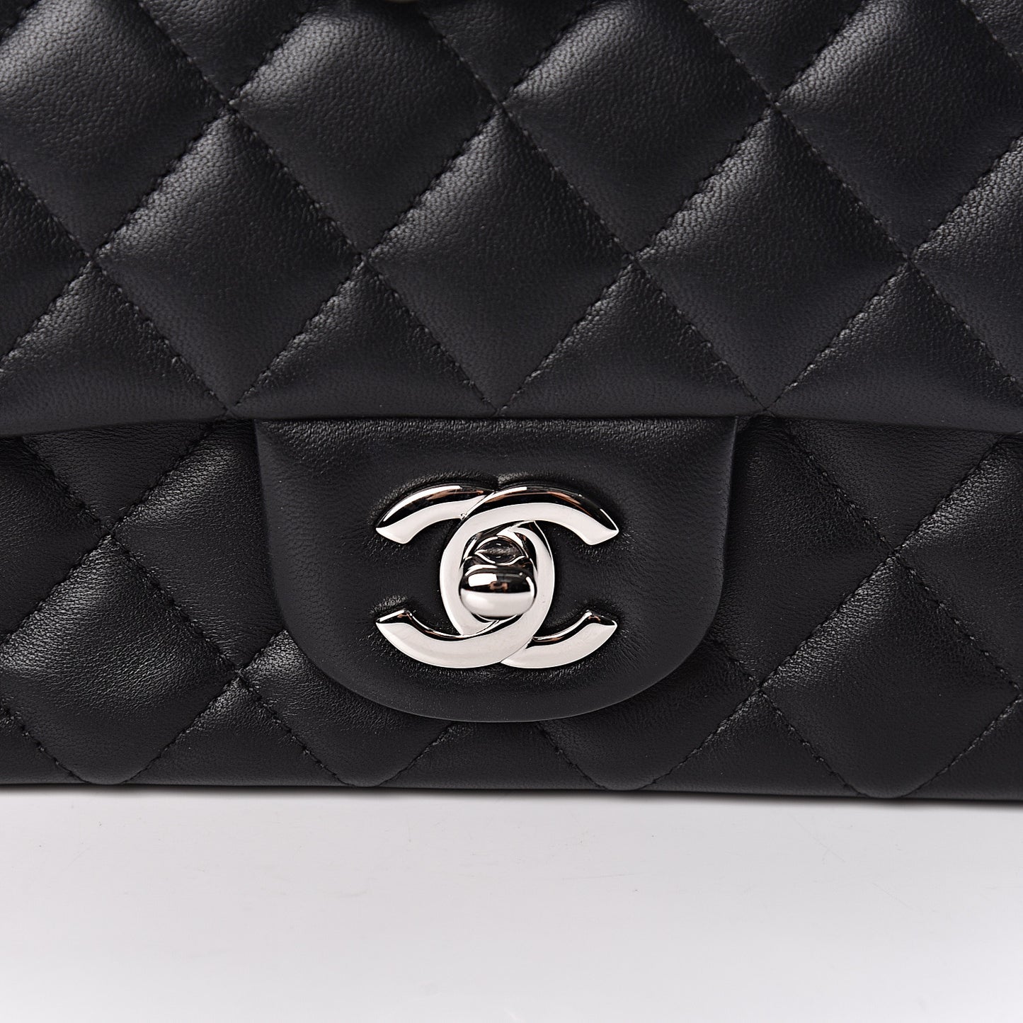 Lambskin Quilted Mini Rectangular Flap Black
