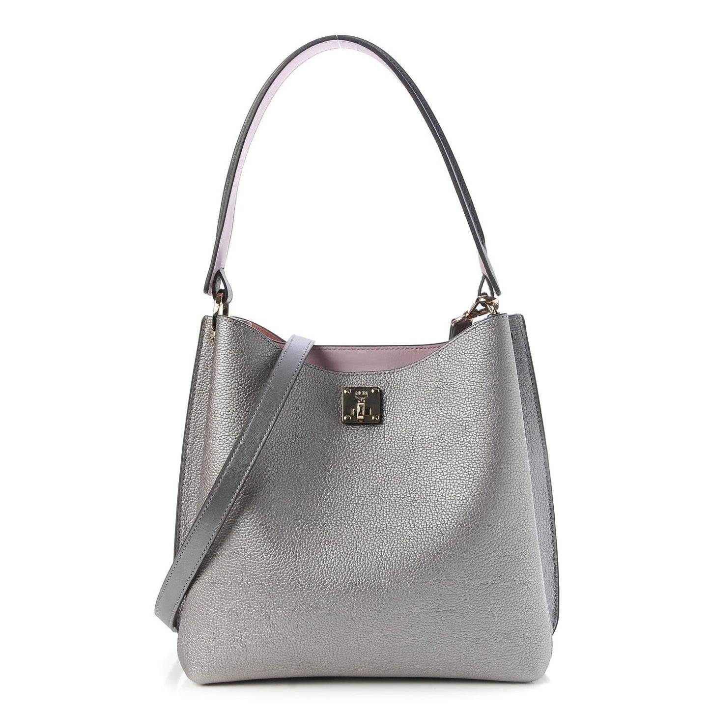 Metallic Grained Calfskin Medium Milla Hobo Silver
