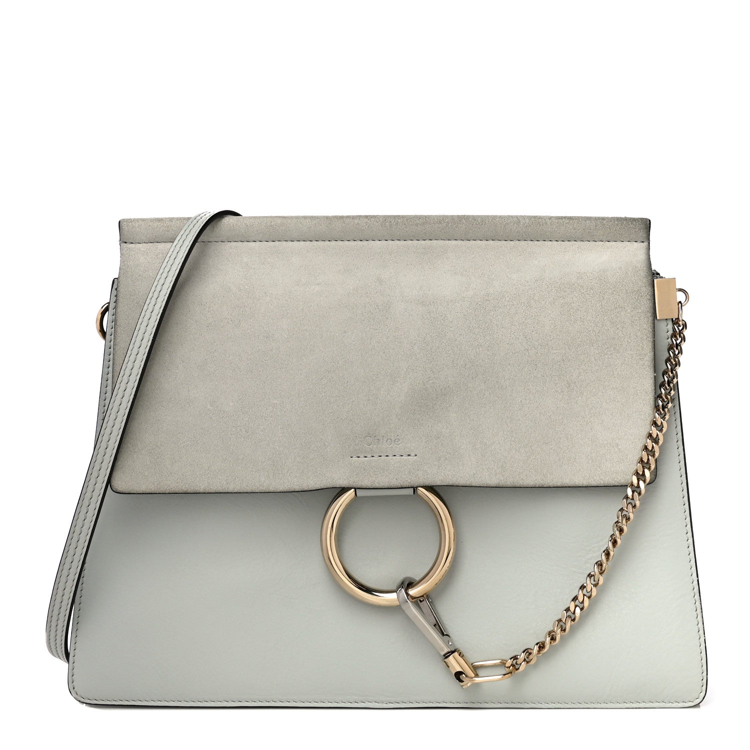 Chloe Calfskin Suede Medium Faye Shoulder Bag Airy Grey 1 of 19