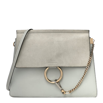 Chloe Calfskin Suede Medium Faye Shoulder Bag Airy Grey 1 of 19
