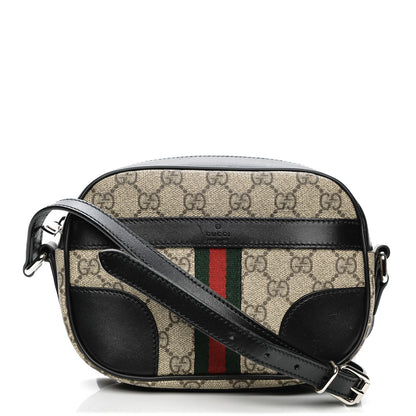 Gucci GG Supreme Monogram Web Small Shoulder Bag Black 1 of 9