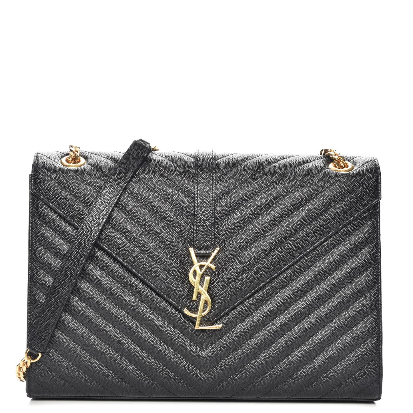 Grain De Poudre Matelasse Chevron Large Monogram Satchel Black