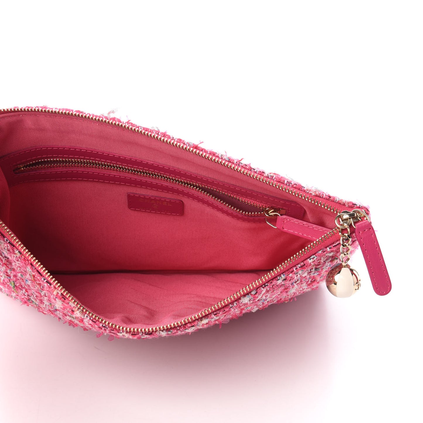 Tweed Quilted Medium Cosmetic Case Pink