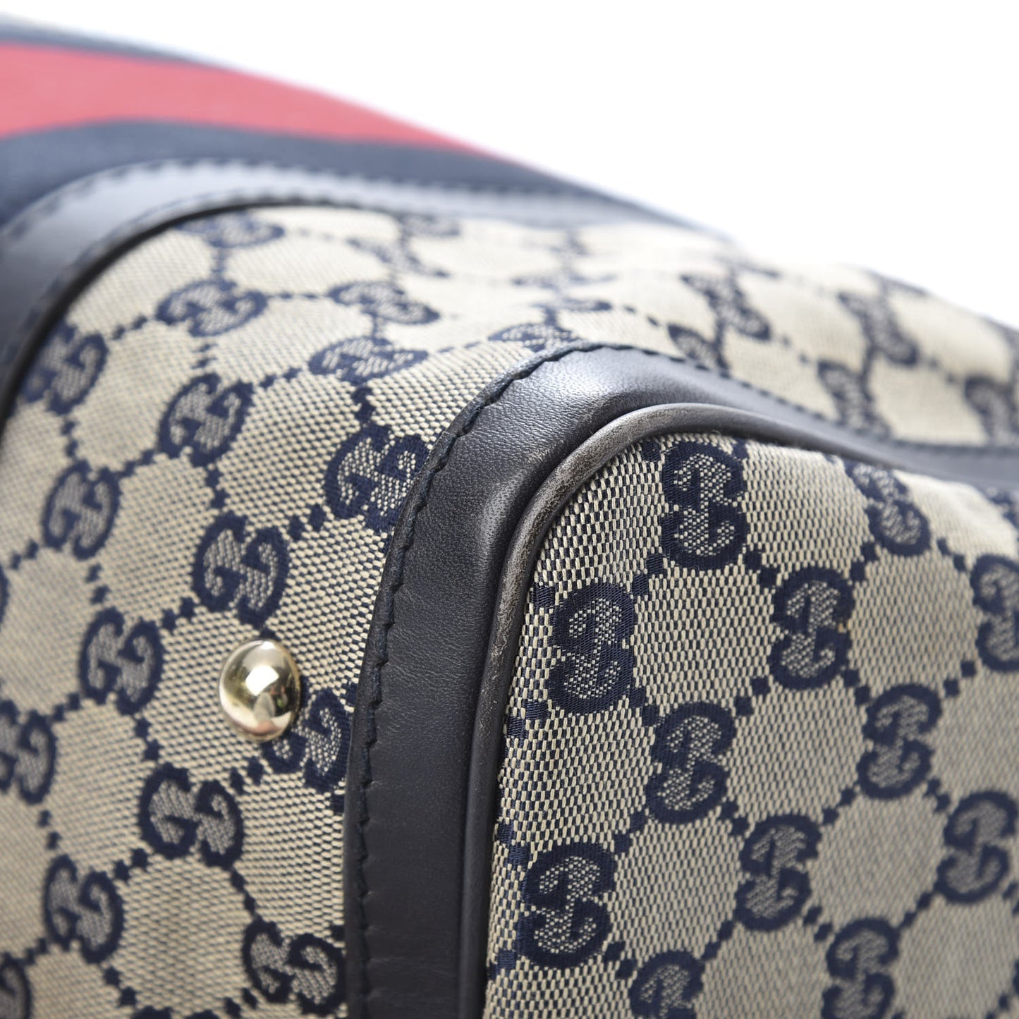 Monogram Selleria Calfskin Vintage Web Medium Boston Beige Blue