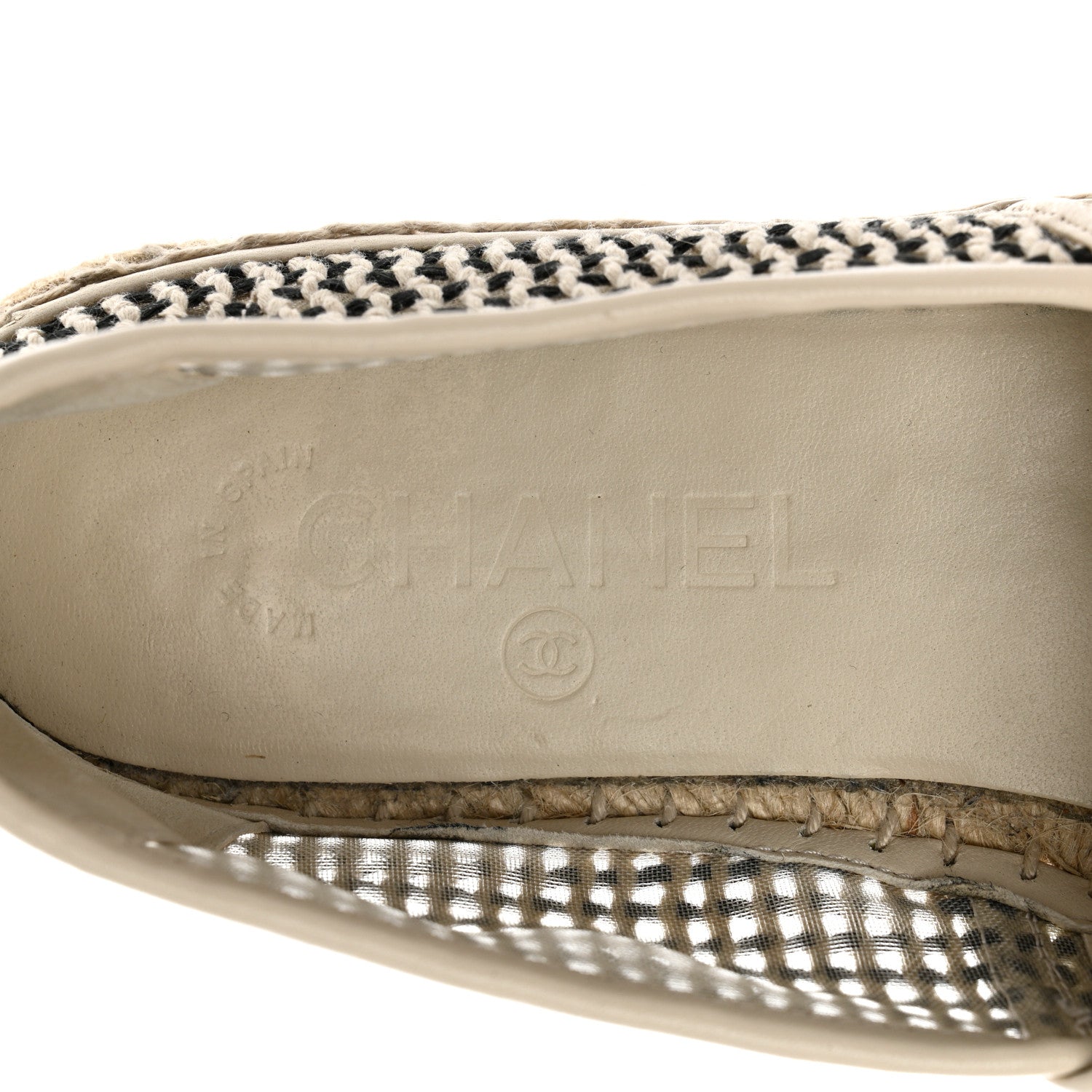 Chanel Mesh Grosgrain CC Espadrilles 38 Beige Black 6 of 8