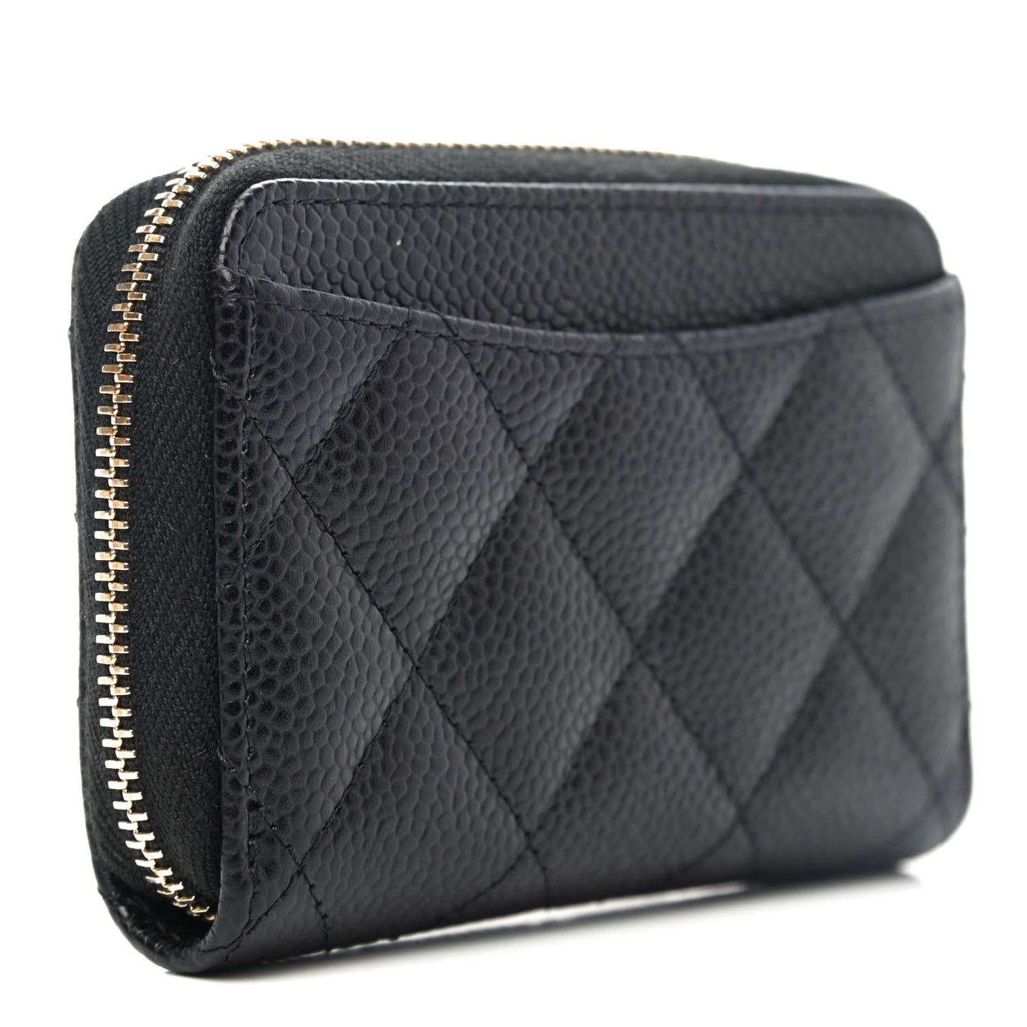 Caviar Quilted Zip Coin Purse Black