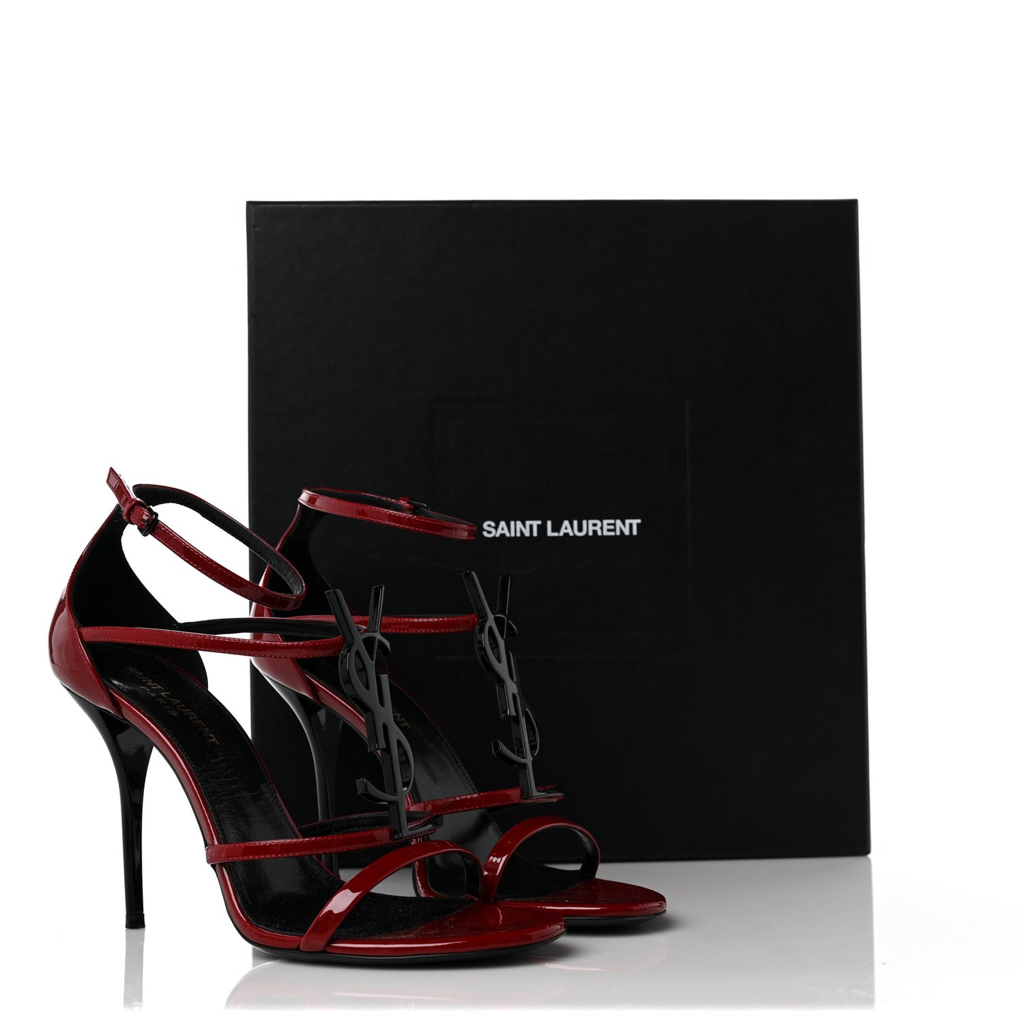 Patent Calfskin Cassandra 100 Sandals 38.5 Red Laquer