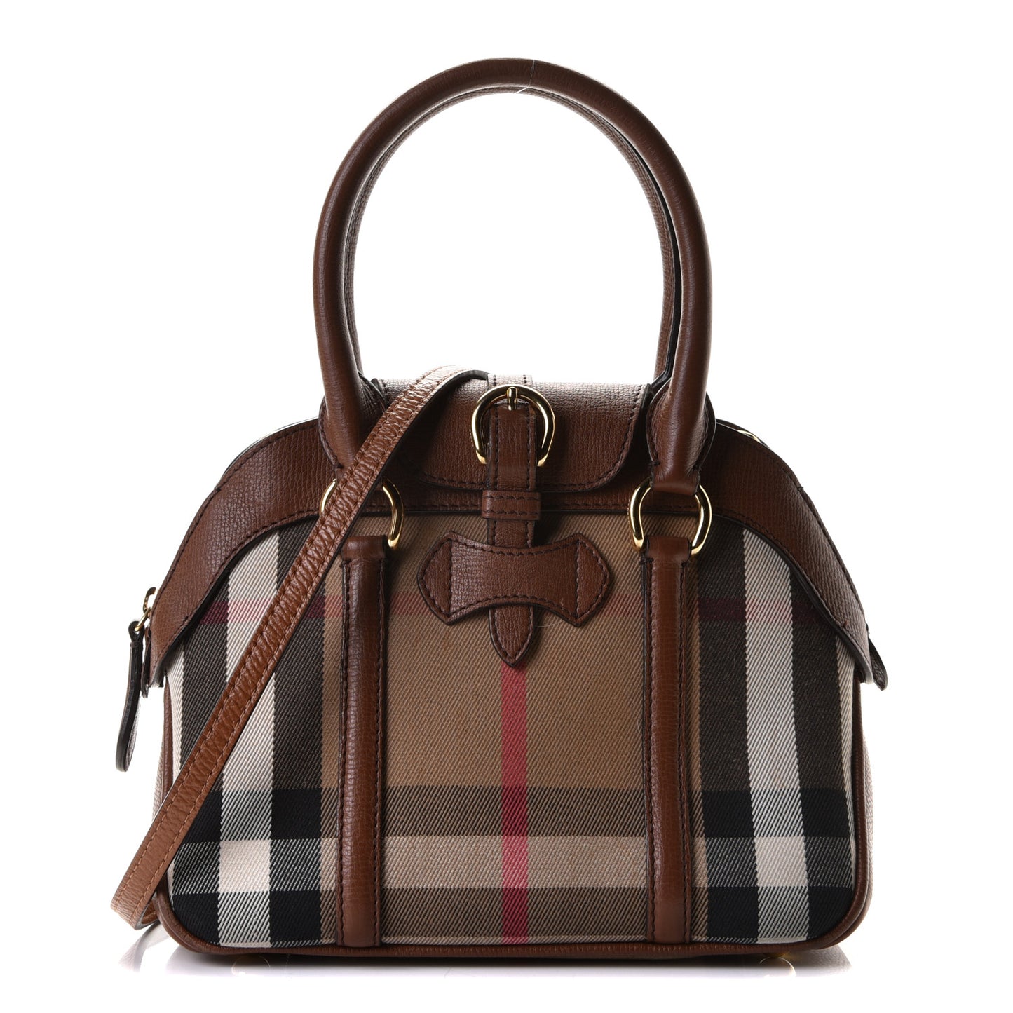 Derby Calfskin House Check Medium Milverton Satchel Tan