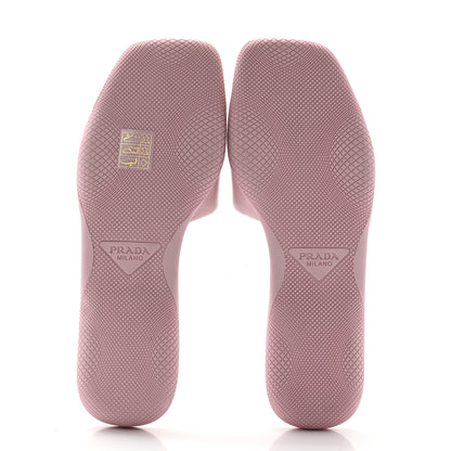 Prada Spazzolato Triangle Logo Slide Flat Sandals 36 Alabastro 5 of 9