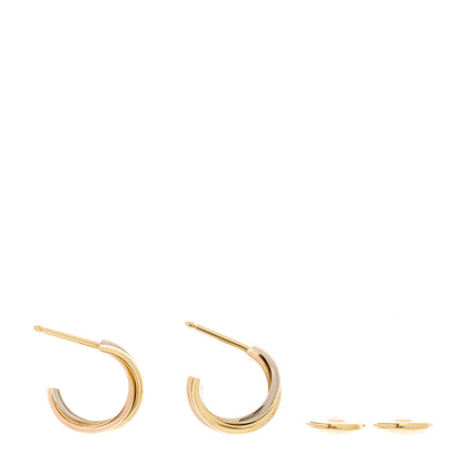Cartier 18K Pink Yellow White Gold Small Trinity Hoop Earrings 3 of 6