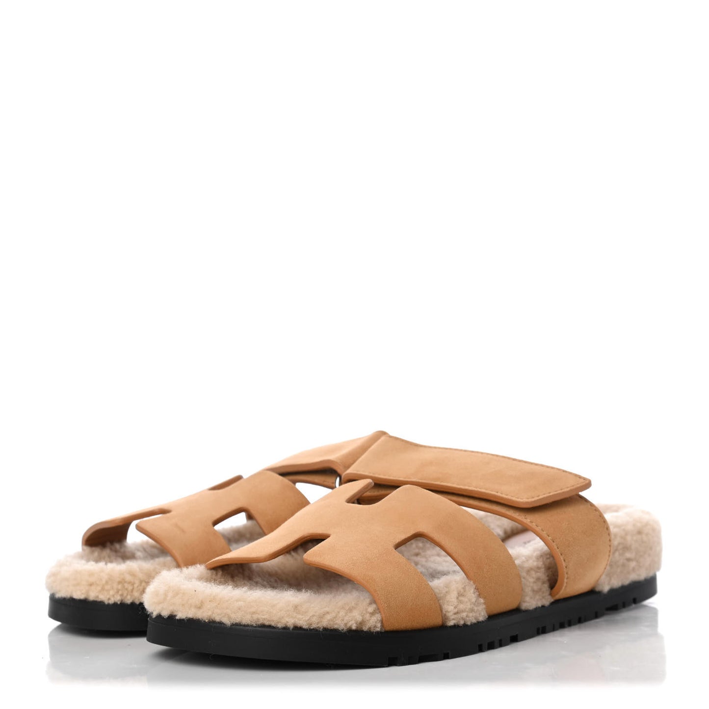 Suede Goatskin Woolskin Womens Chypre Sandals 36 Golden Beige