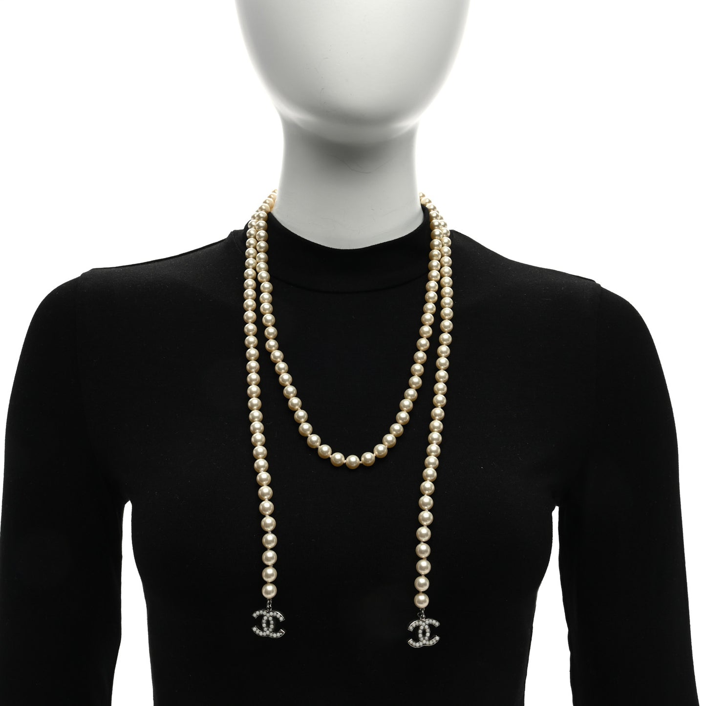 Pearl CC Wrap Around Necklace Light Gold