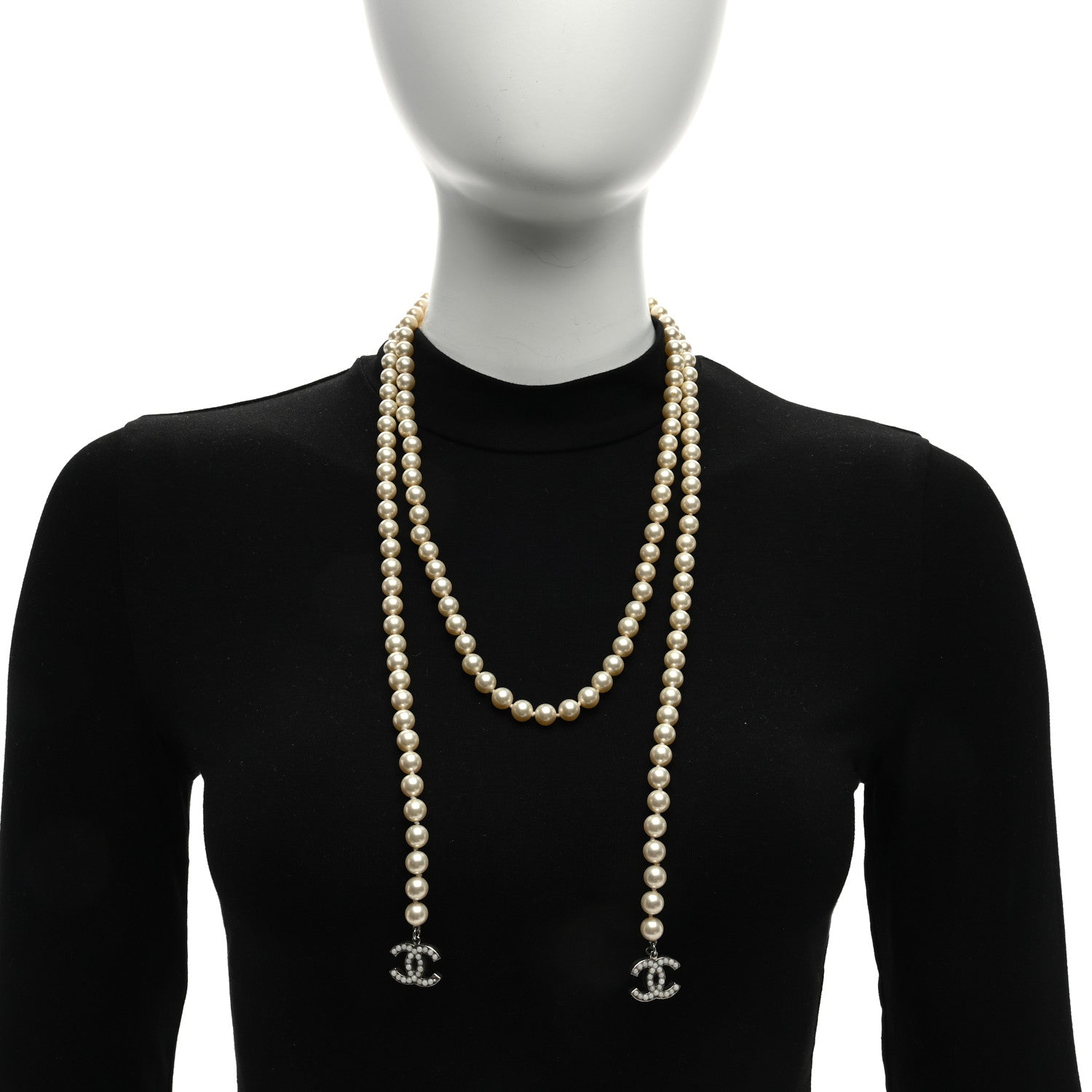 Chanel Pearl CC Wrap Around Necklace Light Gold 2 of 4