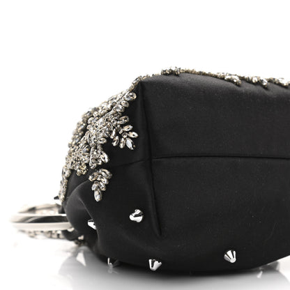 Jimmy Choo Satin Crystal Embellished Bon Bon Bucket Bag Black 9 of 11