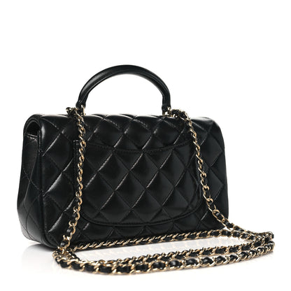 Chanel Lambskin Quilted Mini Top Handle Rectangular Flap Black 3 of 11
