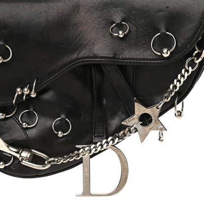 Christian Dior Calfskin Hardcore Pierced Saddle Bag Black 7 of 21