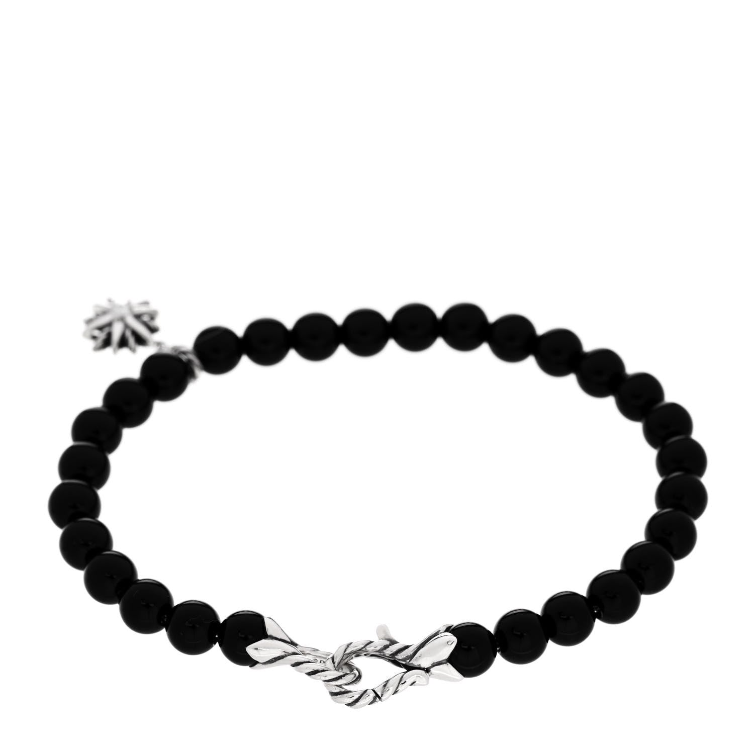 David Yurman Sterling Silver Diamond Black Onyx Starburst Bead Bracelet 2 of 3