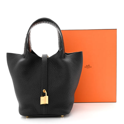 Hermes Taurillon Clemence Matte Alligator Picotin Lock Touch 18 PM Black 11 of 11