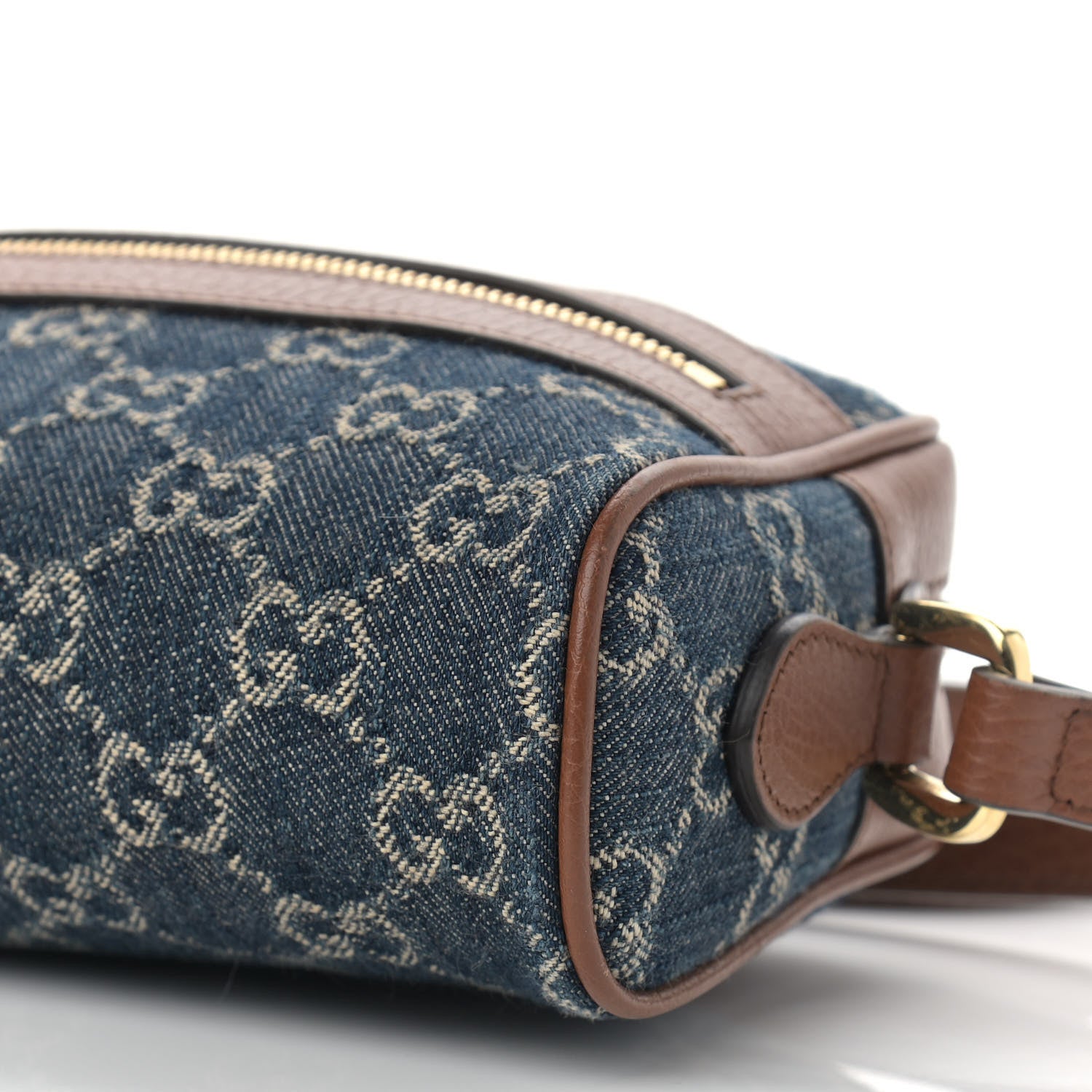Gucci New Denim GG Monogram Dollar Calfskin Mini Ophidia Shoulder Bag Blue Tea Cuir Epilog 9 of 9