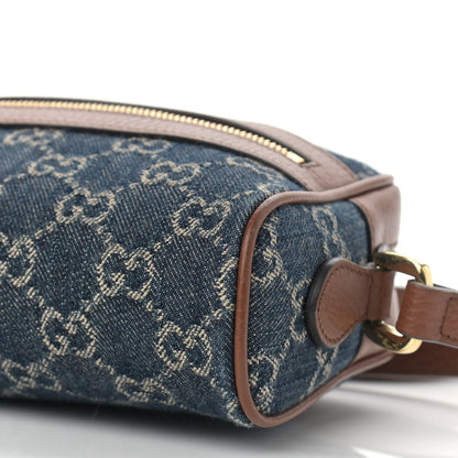 Gucci New Denim GG Monogram Dollar Calfskin Mini Ophidia Shoulder Bag Blue Tea Cuir Epilog 9 of 9
