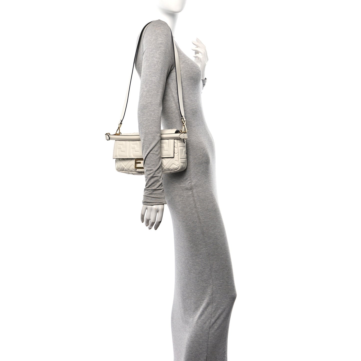 Nappa FF 1974 Embossed Baguette White