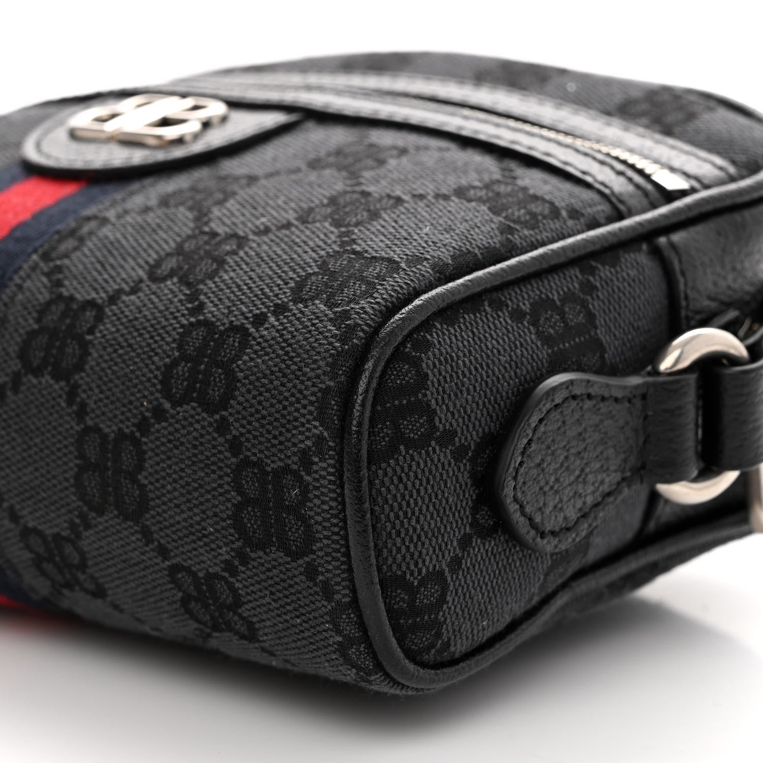 Gucci X BALENCIAGA BB Monogram Web Mini Ophidia Shoulder Bag Black 10 of 10