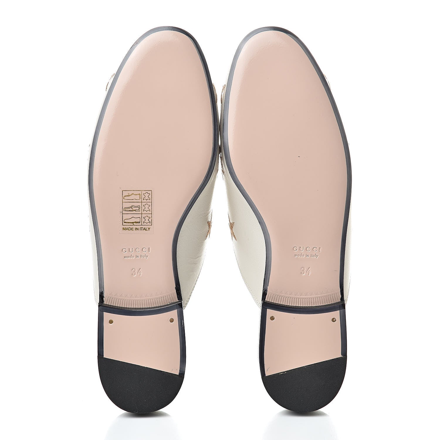 Gucci Goatskin Bee Star Embroidered Womens Princetown Slippers 34 Mystic White 5 of 10