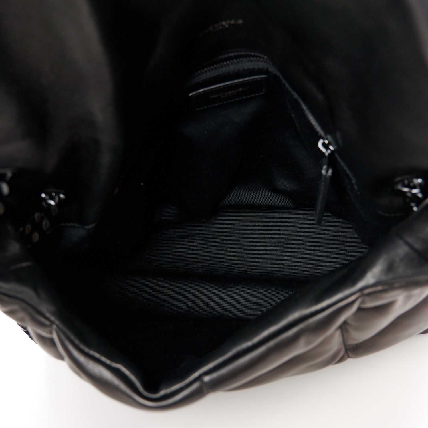 Saint Laurent Lambskin Quilted Monogram Monochrome Medium Loulou Puffer Chain Satchel Black 5 of 10