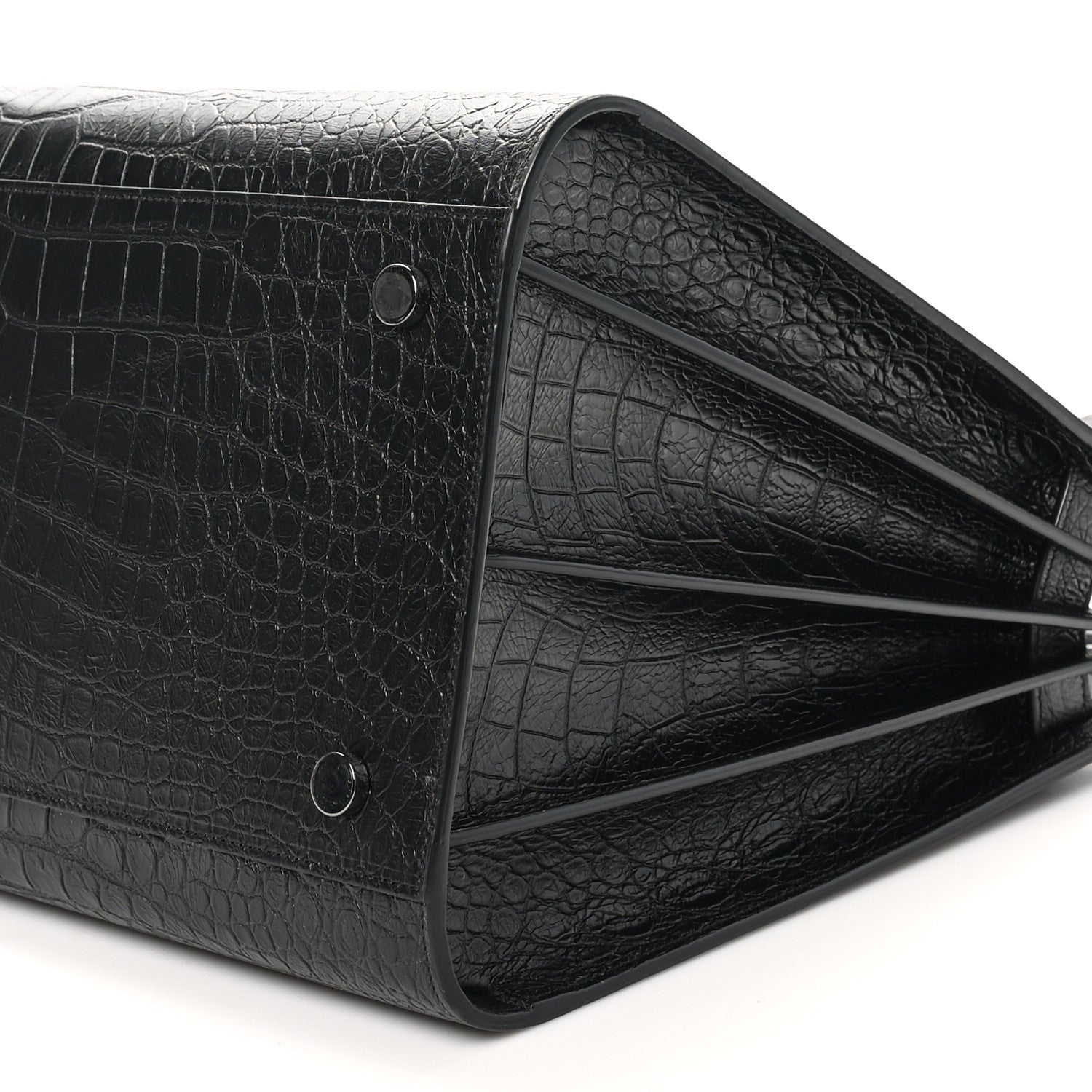 Saint Laurent Calfskin Crocodile Embossed Large Sac De Jour Carryall Black 10 of 10