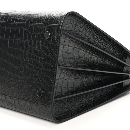 Saint Laurent Calfskin Crocodile Embossed Large Sac De Jour Carryall Black 10 of 10