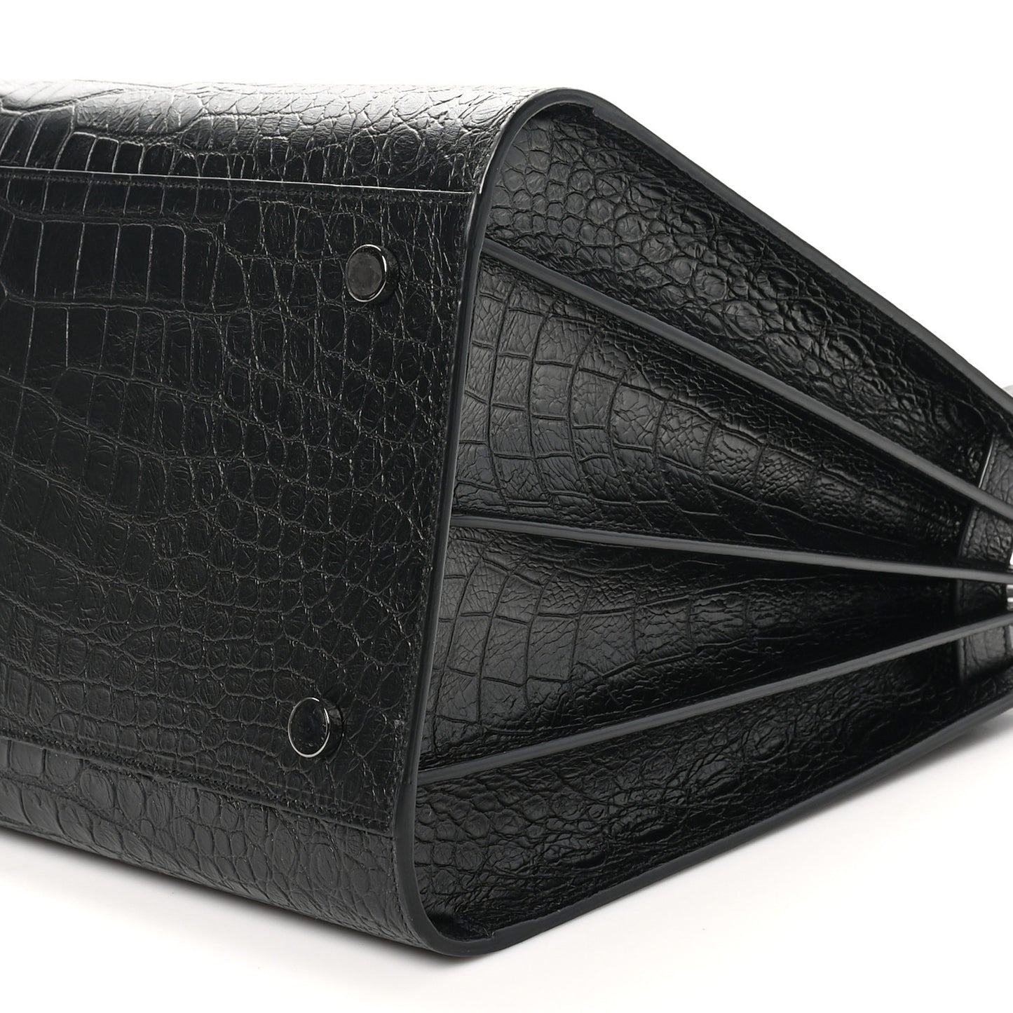 Calfskin Crocodile Embossed Large Sac De Jour Carryall Black