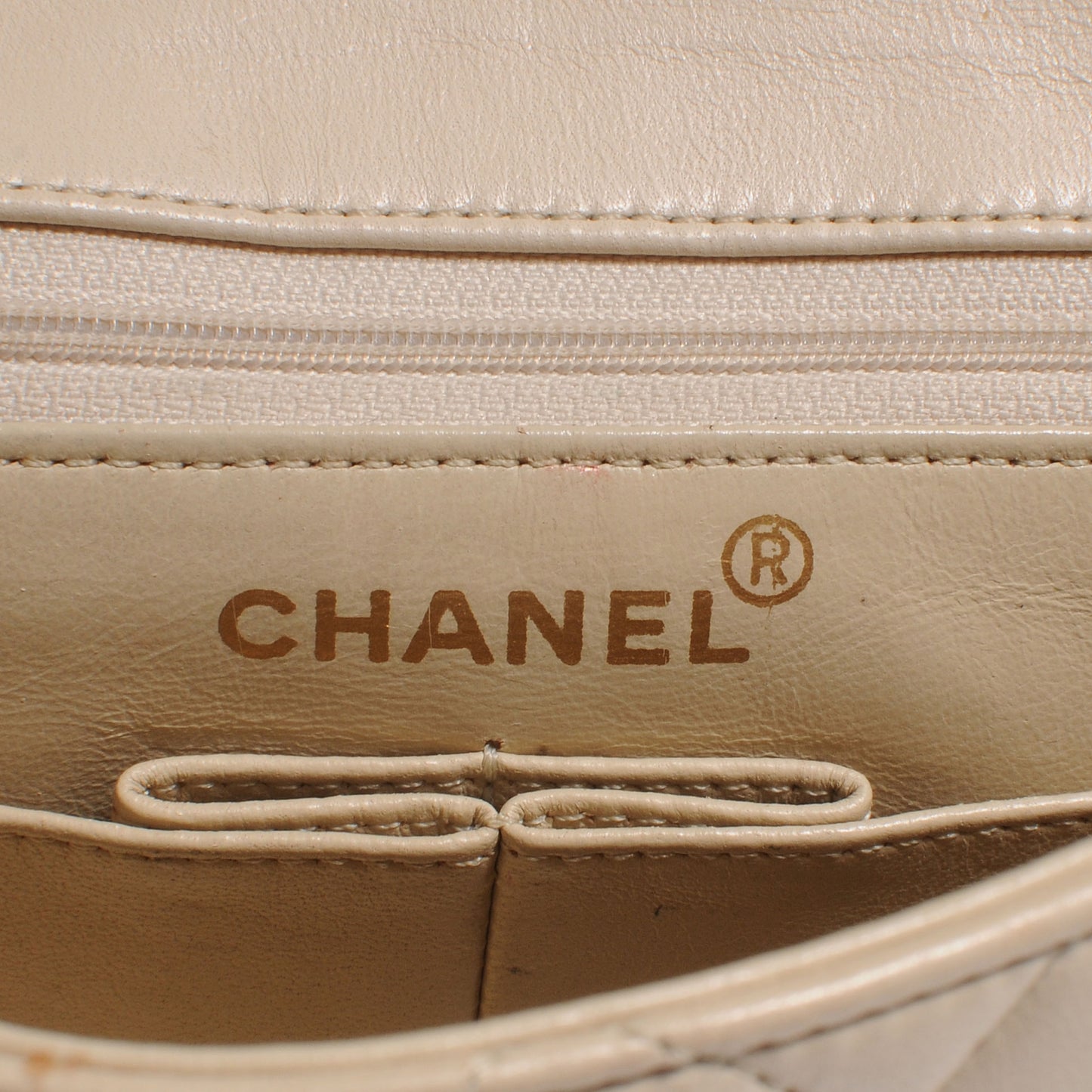 Lambskin Quilted Mini Flap Beige