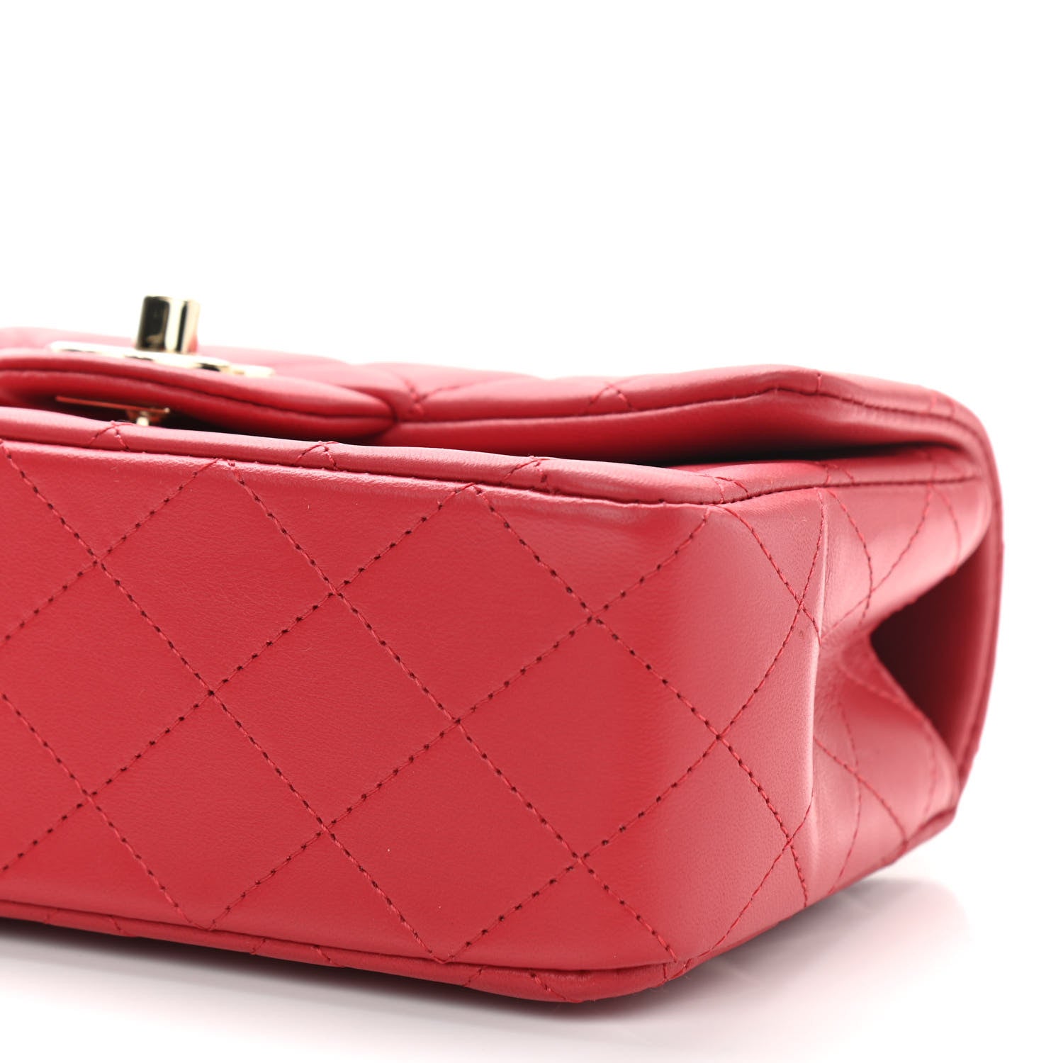 Chanel Lambskin Quilted Mini Top Handle Rectangular Flap Red 6 of 13