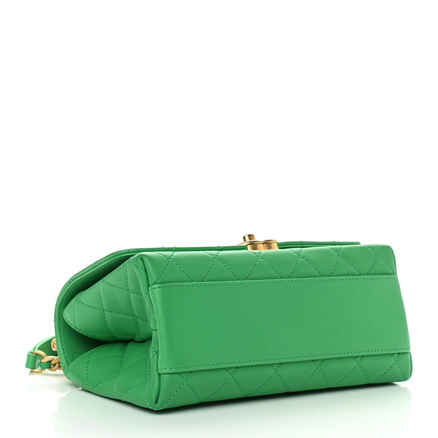 Lambskin Quilted La Parisienne Top Handle Flap Green