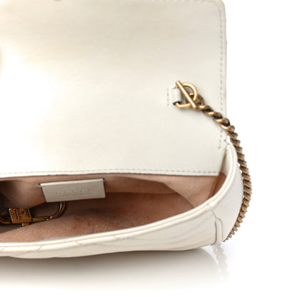 Gucci Calfskin Matelasse Super Mini GG Marmont Shoulder Bag White 5 of 15