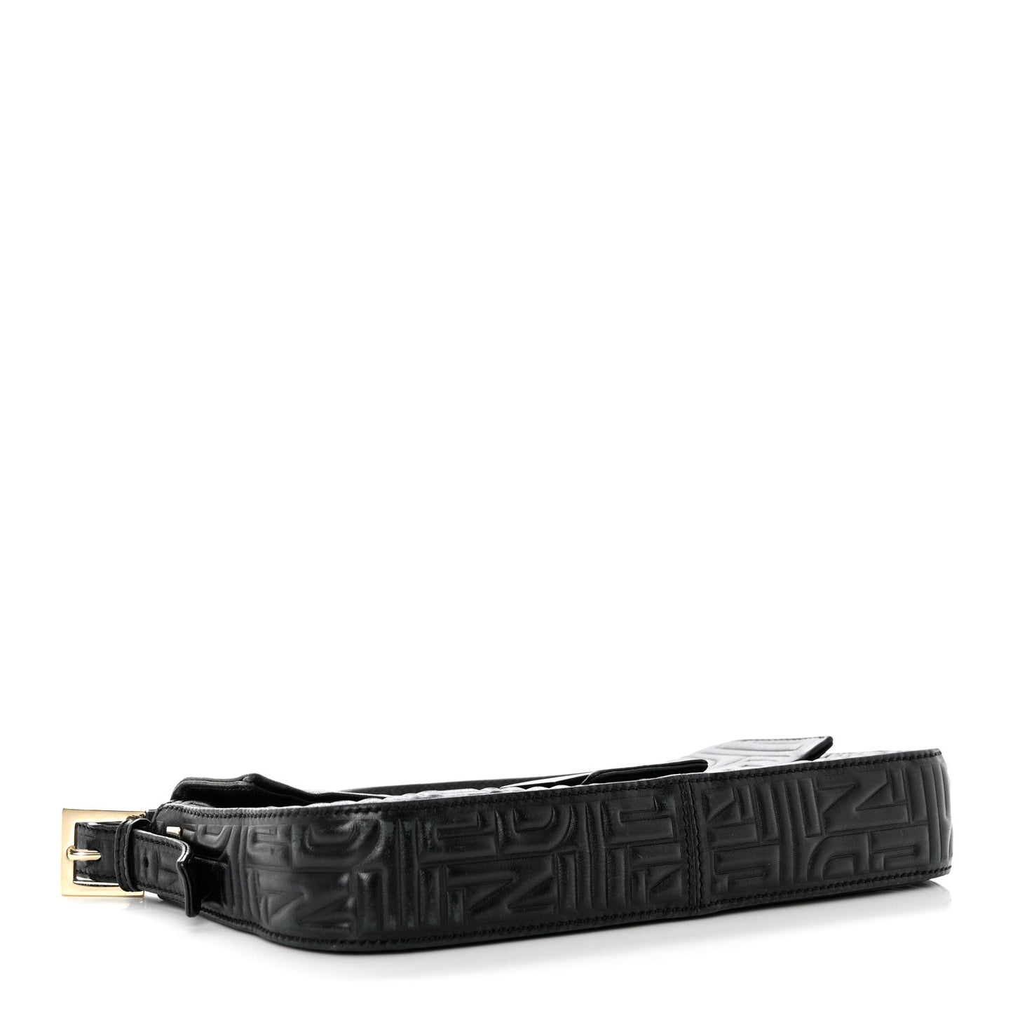 Nappa Logo Embossed Baguette Black
