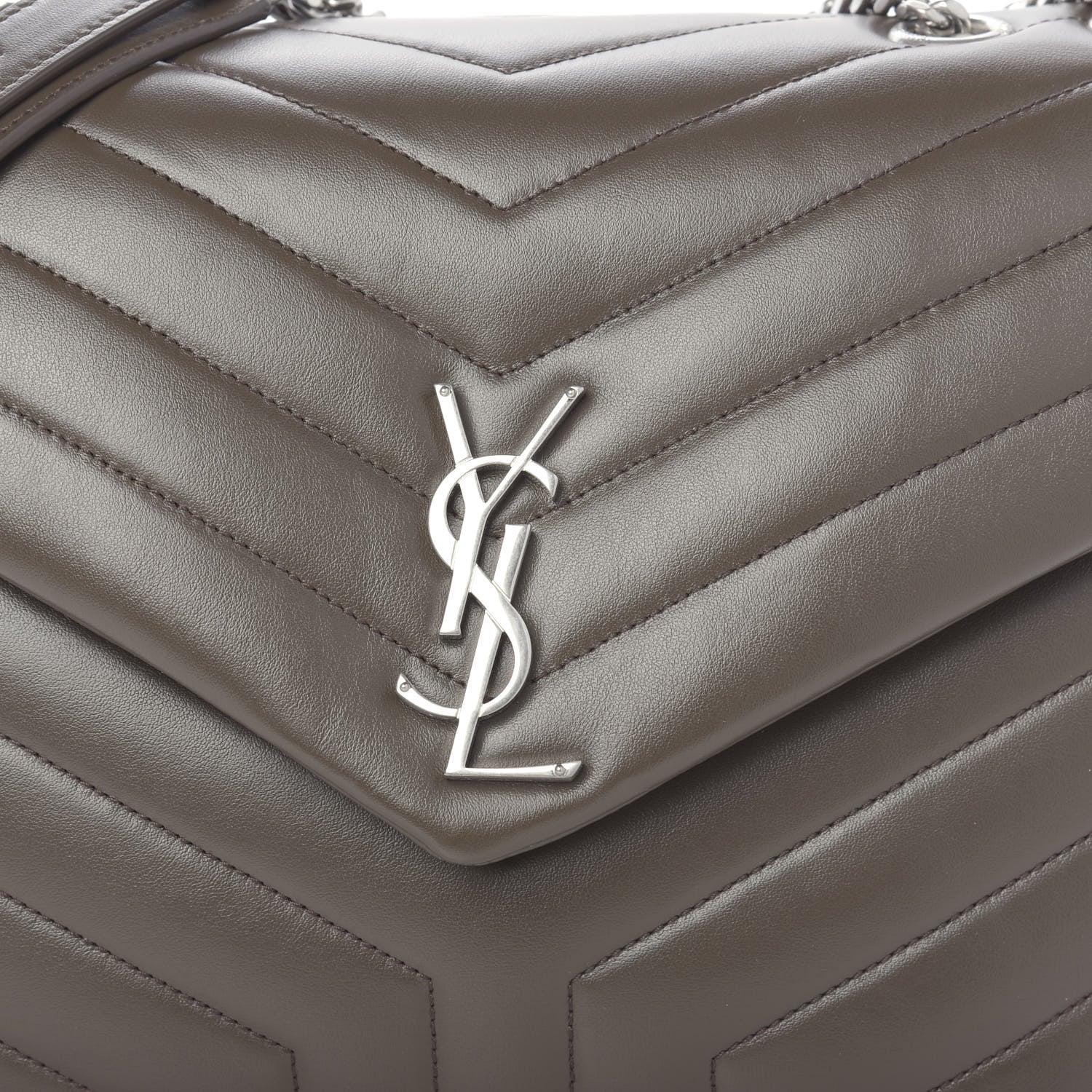 Saint Laurent Calfskin Y Quilted Monogram Medium Loulou Chain Satchel Earth 9 of 10