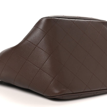 Chanel Calfskin Stitched Mini Shopping Tote  Dark Brown 8 of 9