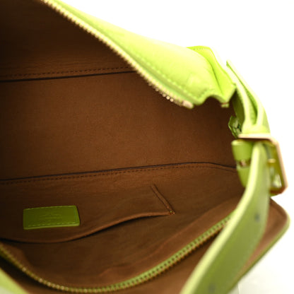 MCM Calfskin Ottomar Small Aren Flap Hobo Acid Green 5 of 9
