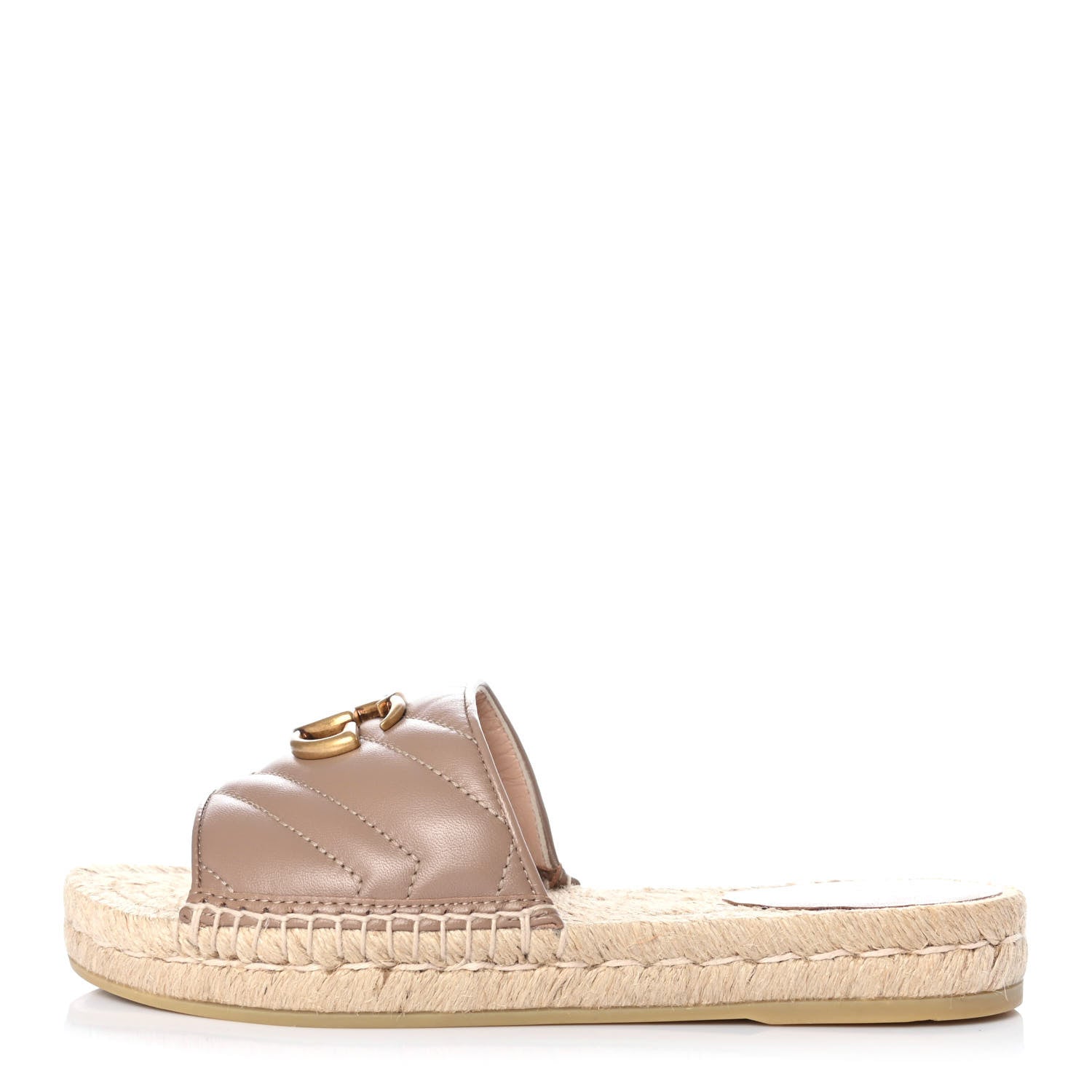 Gucci Nappa Matelasse GG Marmont Espadrille Slide Sandals 36 Porcelain Rose 1 of 4