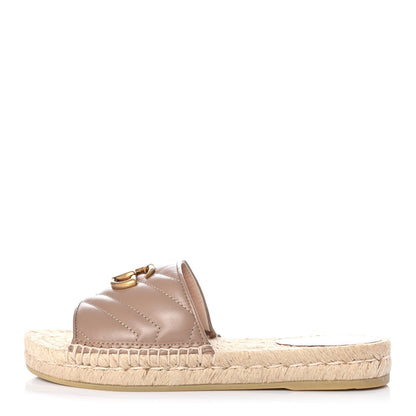 Gucci Nappa Matelasse GG Marmont Espadrille Slide Sandals 36 Porcelain Rose 1 of 4
