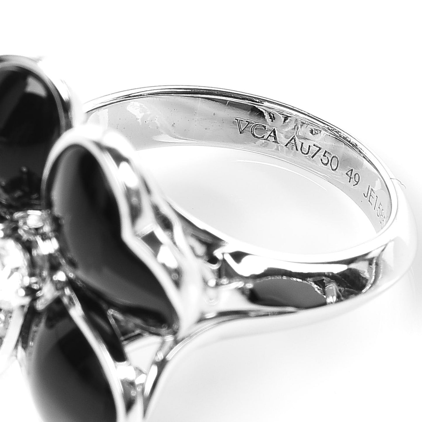 18K White Gold Black Onyx Diamond Medium Cosmos Ring 49 4.75