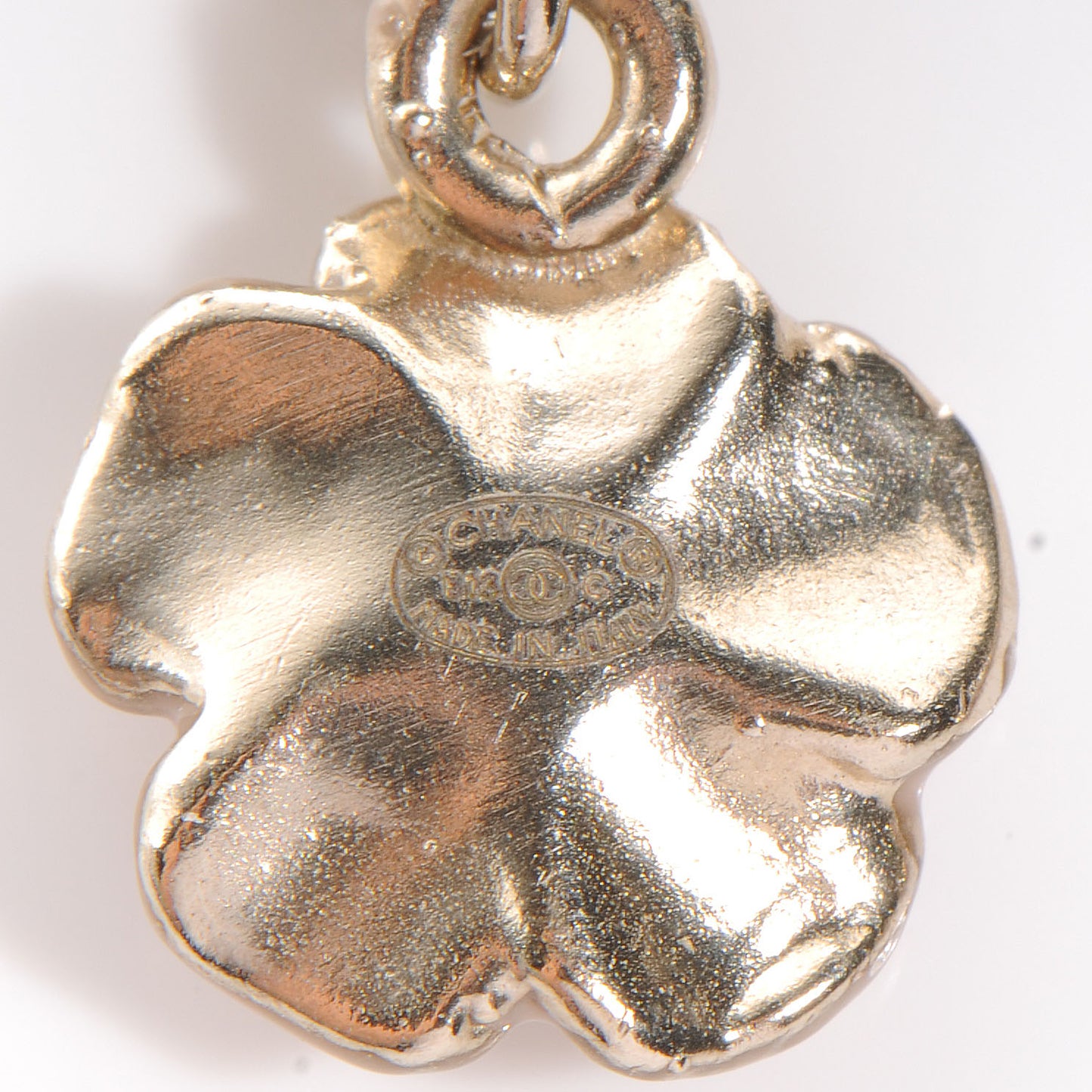Enamel CC Camellia Earrings Gold Pink
