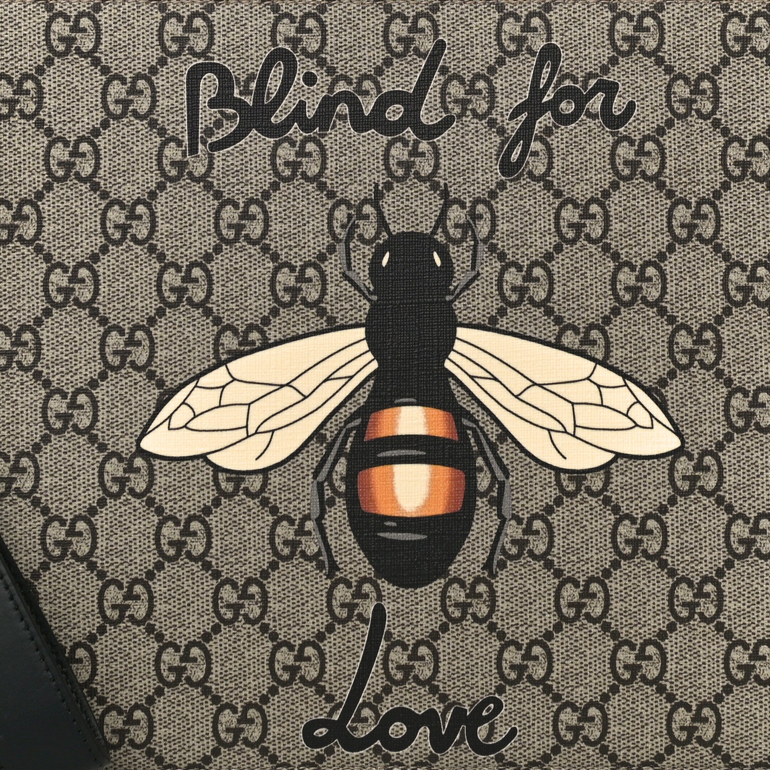 Gucci GG Supreme Monogram Blind For Love Wristlet Pouch Black 8 of 10