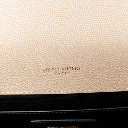 Saint Laurent Grain De Poudre Textured Mixed Matelasse Medium Triquilt Monogram Satchel Dark Beige 6 of 11