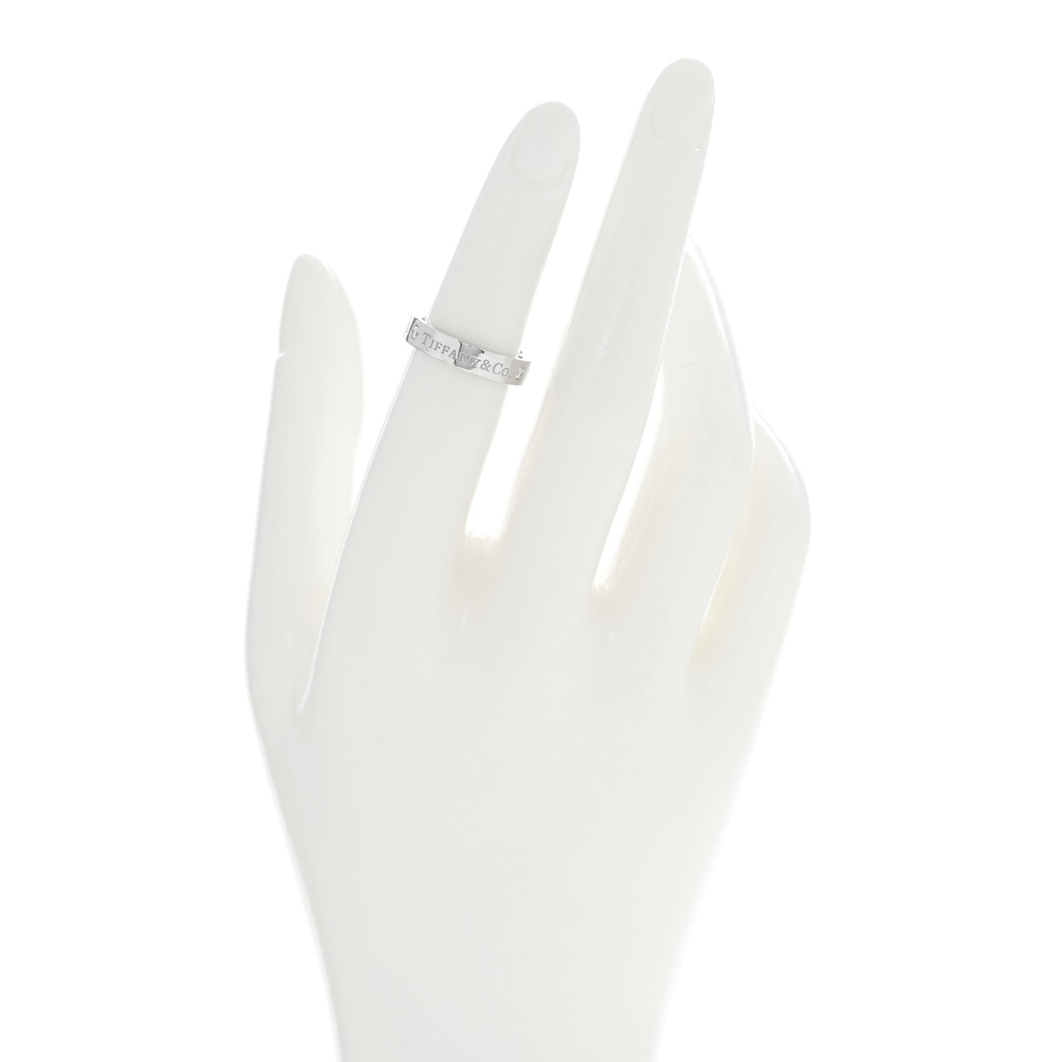 Tiffany Platinum Diamond 4mm Logo Band Ring 49 5 2 of 5
