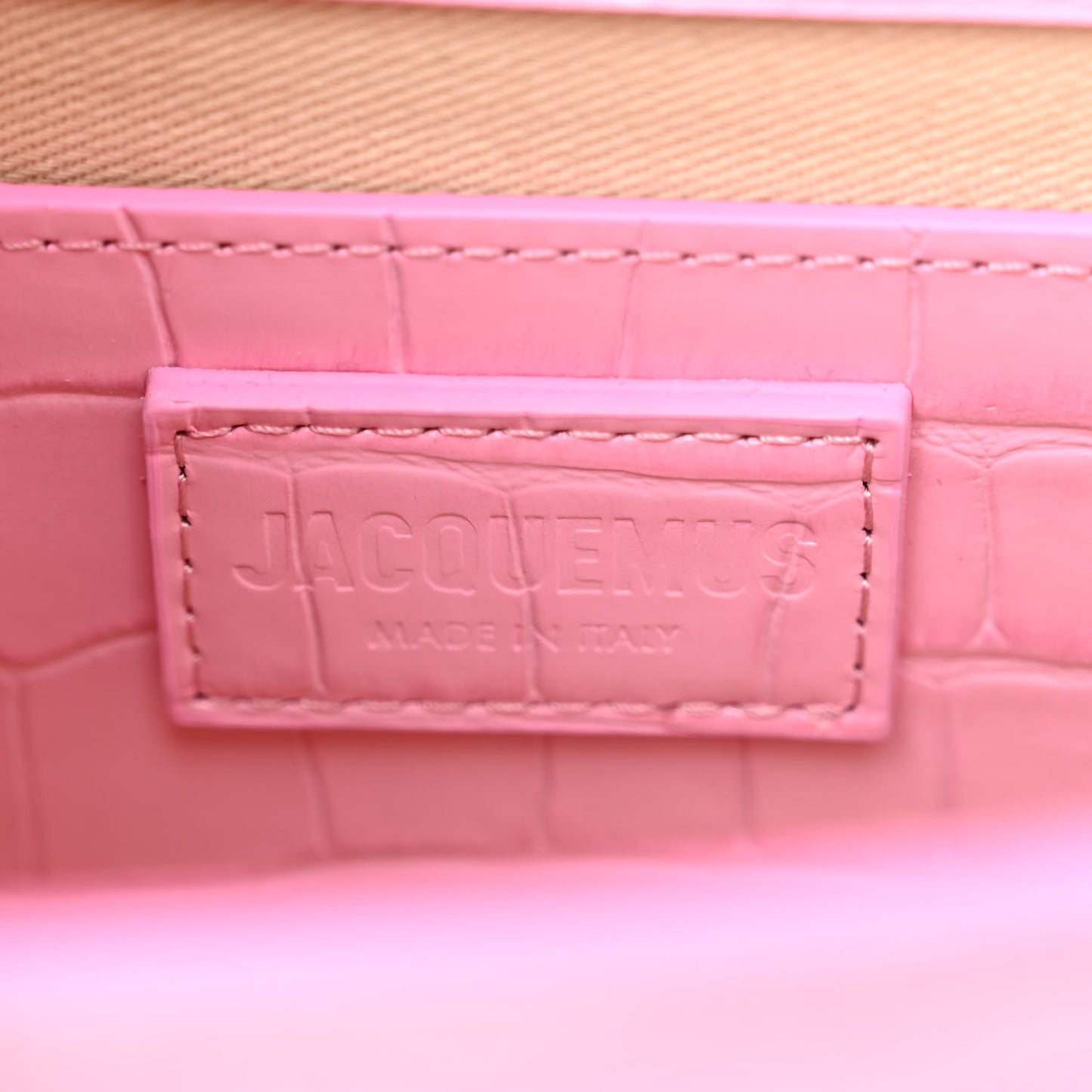 Calfskin Crocodile Embossed Le Grand Bambino Pink